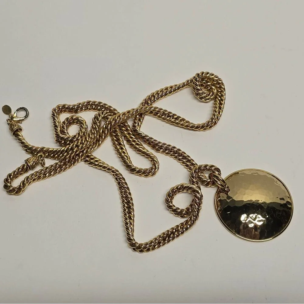 Carolee Lux Extra Long Heavy Chunky Gold Chain Necklace With Bronzallure Pendant